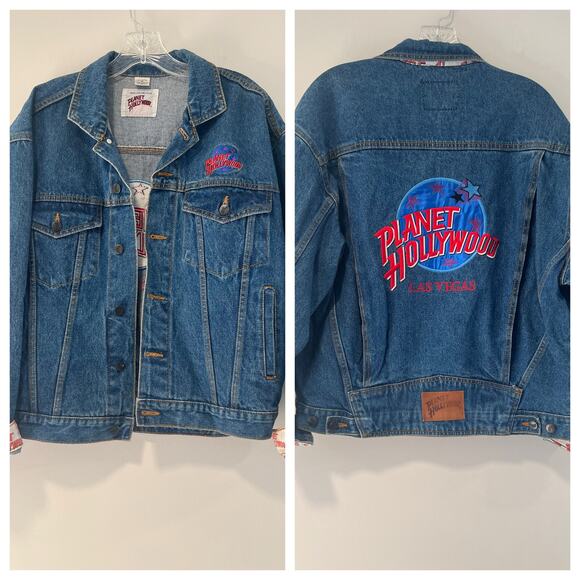 Vintage Planet Hollywood Las Vegas Denim / Jean Jacket Unisex Size Medium - Picture 1 of 12